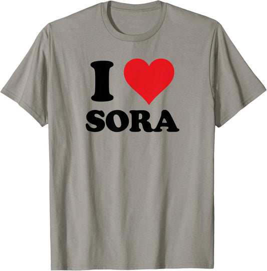 I Heart Sora First Name I Love Personalized Stuff T-Shirt - T-Shirt | Sand