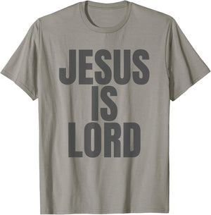 Jesus is Lord, Jesus is King on the back T-Shirt - T-Shirt | Sand