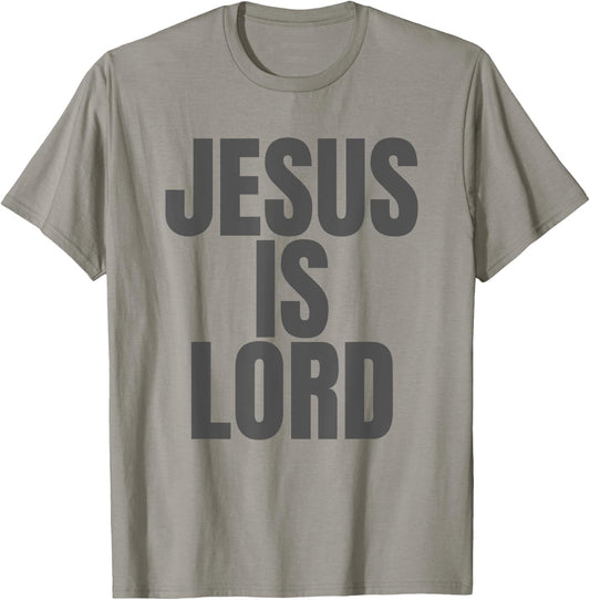 Jesus is Lord, Jesus is King on the back T-Shirt - T-Shirt | Sand