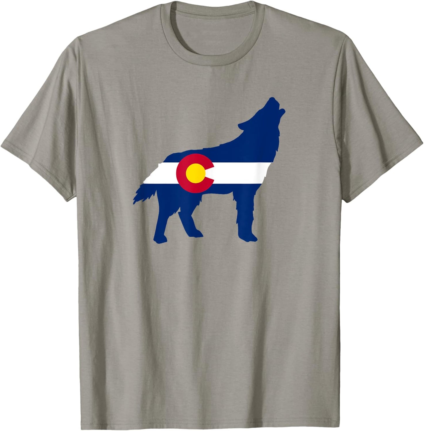 Colorado Flag Wolf Howling T-Shirt - T-Shirt | Sand