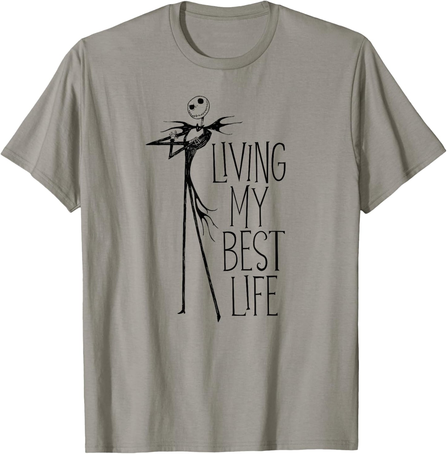 Amazon Essentials Men's Nightmare Before Christmas Jack Living My Best Life Graphic , White, Small T-Shirt - T-Shirt | Sand