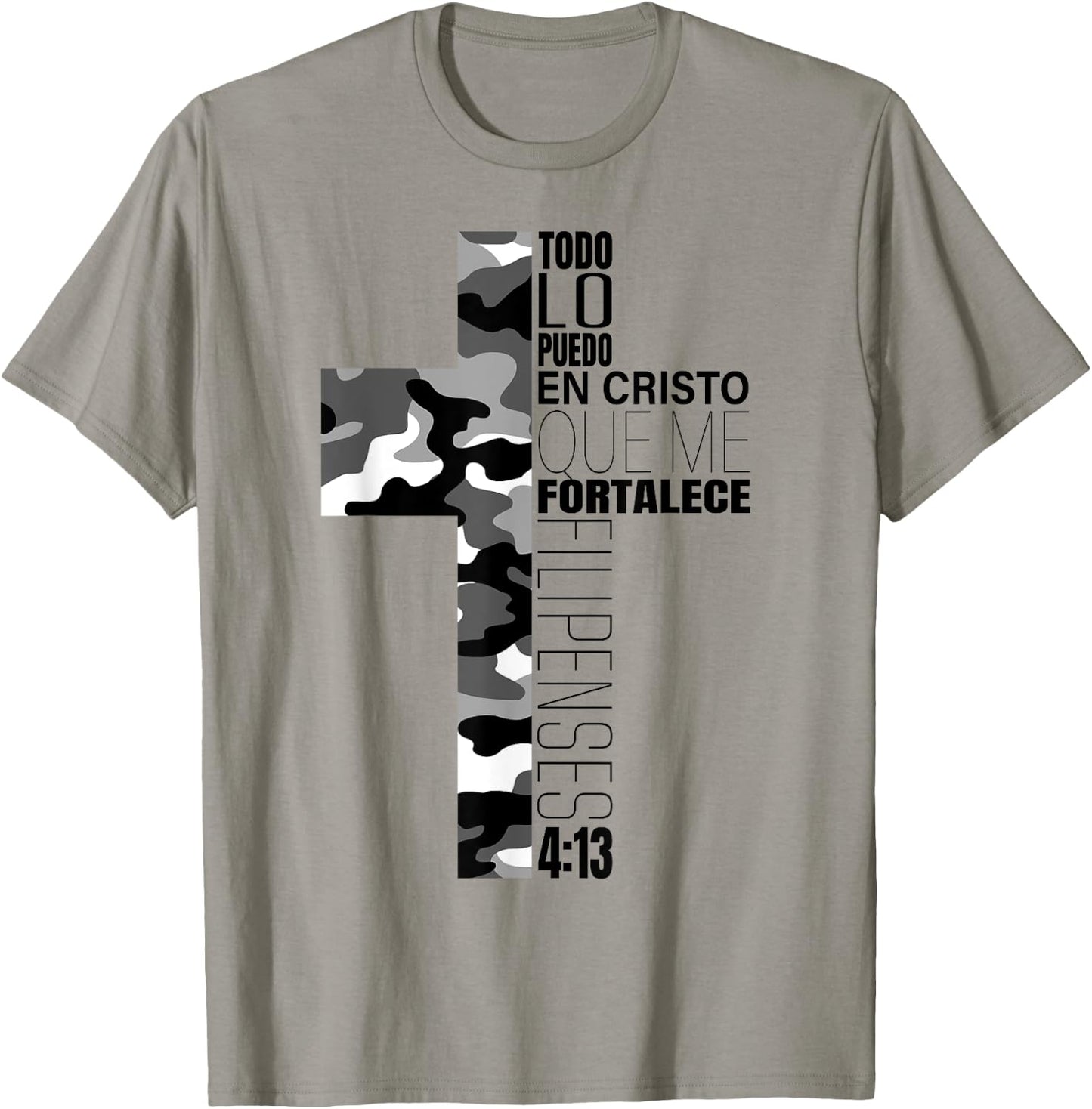 White Camo Todo Lo Puedo En Cristo Que Me Fortalece Spanish T-Shirt - T-Shirt | Sand