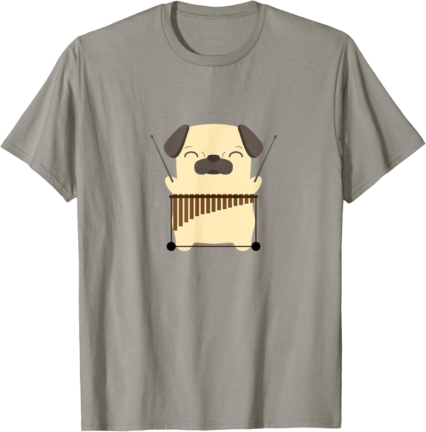 Pug with Vibraphone Vibraphonist Gift T-Shirt - T-Shirt | Sand