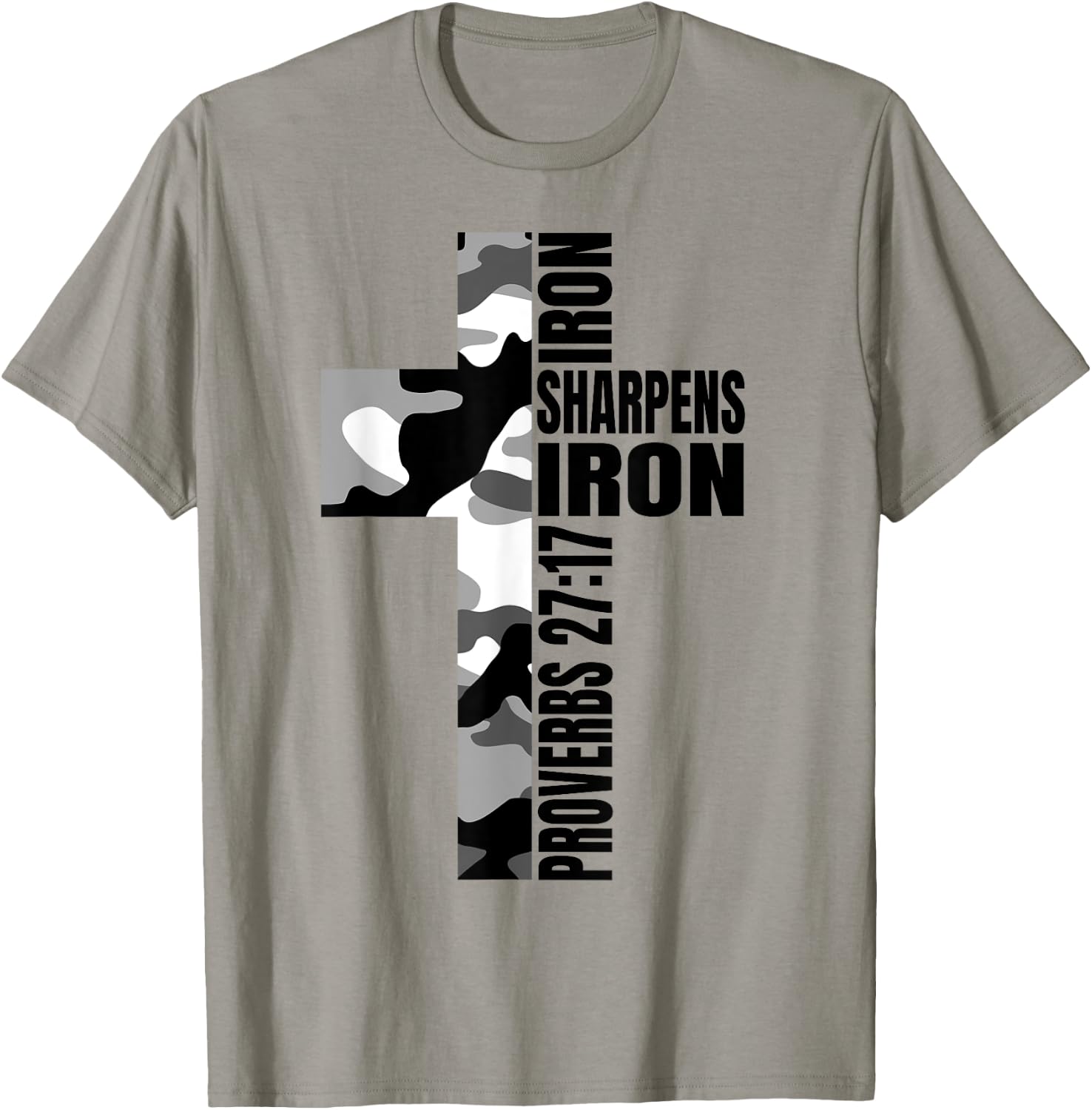 White Camo Iron Sharpens Iron Christian Verse Easter Family T-Shirt - T-Shirt | Sand