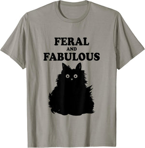 Feral and Fabulous Cat Funny Feline Humor Furry Meow Kitten Men Women Kids T-Shirt - T-Shirt | Sand
