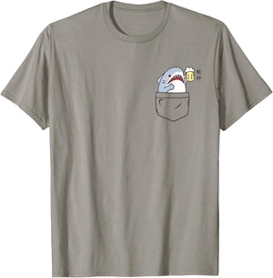 Shark Holding a Beer & Saying Cheers,"Kanpai" Japanese Kanji T-Shirt - T-Shirt | Sand