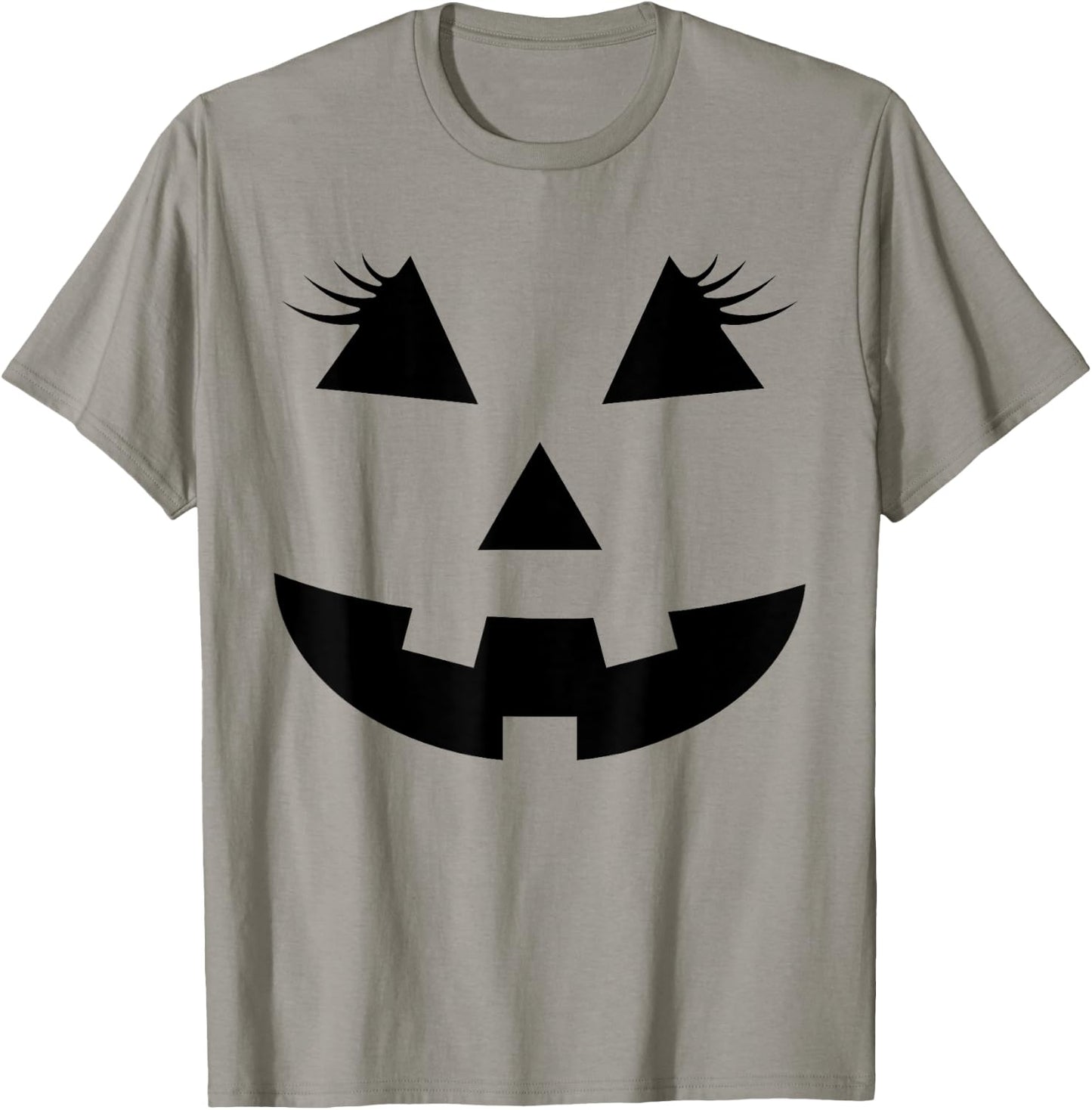 Jack O Lantern Face Pumpkin Eyelashes Hallowen Costume Funny T-Shirt - T-Shirt | Sand