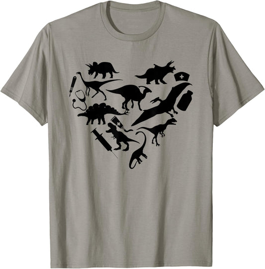 Funny Dinosaur Nurse Week 2023 Pediatric Physical CNA RN T-Shirt - T-Shirt | Sand