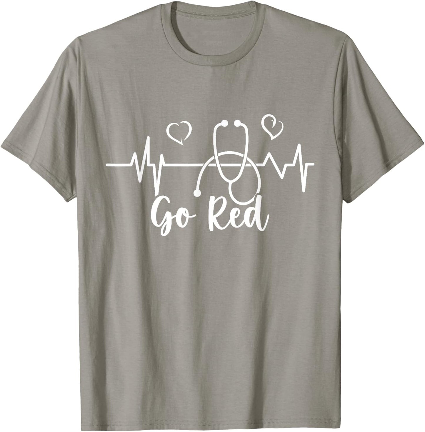 Heart Disease Awareness We Wear Red In February Go Red Heart T-Shirt - T-Shirt | Sand