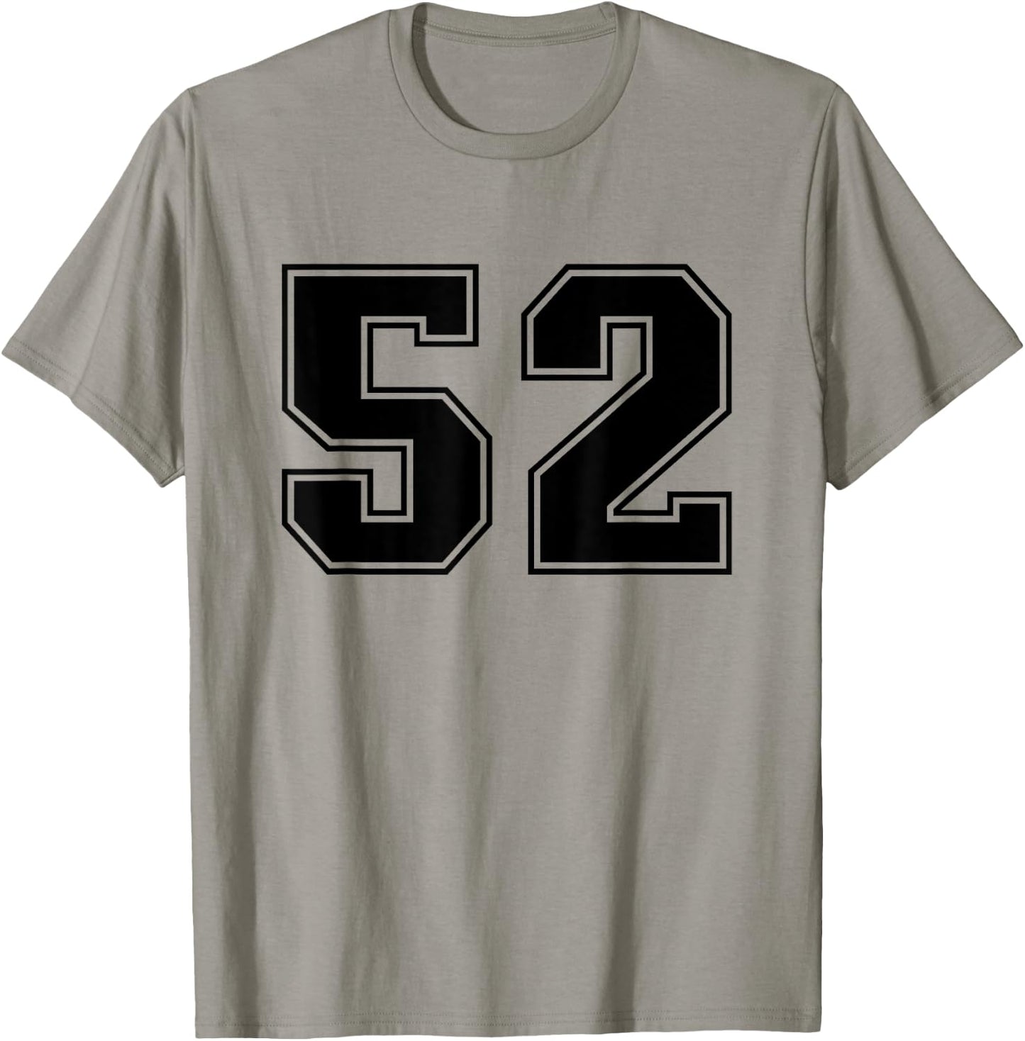 Number #52 Black Sports Fan Jersey Number T-Shirt - T-Shirt | Sand