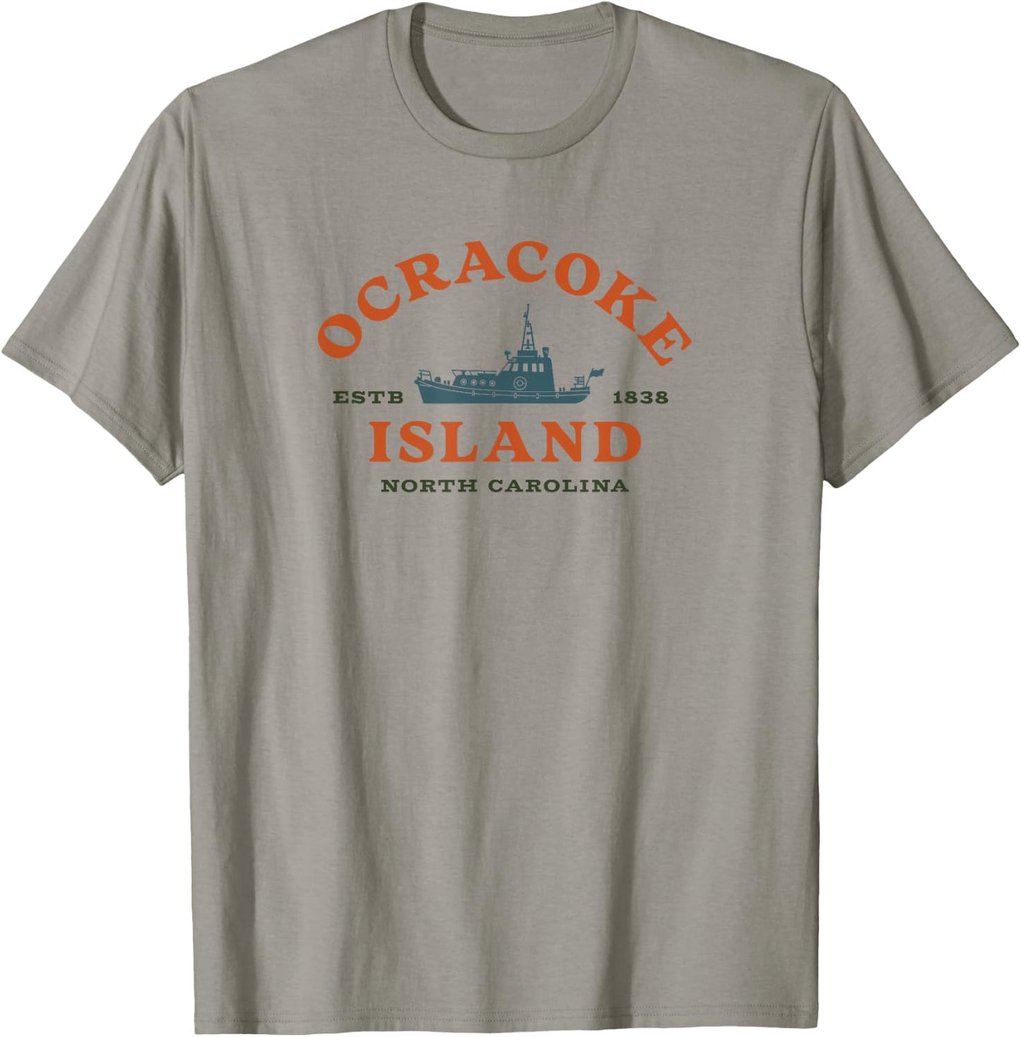Ocracoke Island, NC Summertime Vacationing Fishing Boat T-Shirt - T-Shirt | Sand