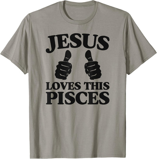 Jesus Loves This Pisces Christian Pisces Church Group T-Shirt - T-Shirt | Sand