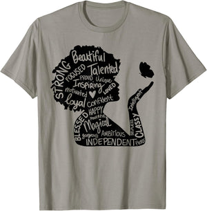 Powerful Afro Woman Afrocentric Black African American T-Shirt - T-Shirt | Sand
