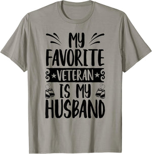 My Favorite Veteran Is My Husband - Proud Veteran Husband T-Shirt - T-Shirt | Sand