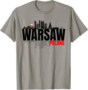 Warsaw Poland Skyline Warszawa Polska Polish Roots Fest GIft T-Shirt - T-Shirt | Sand