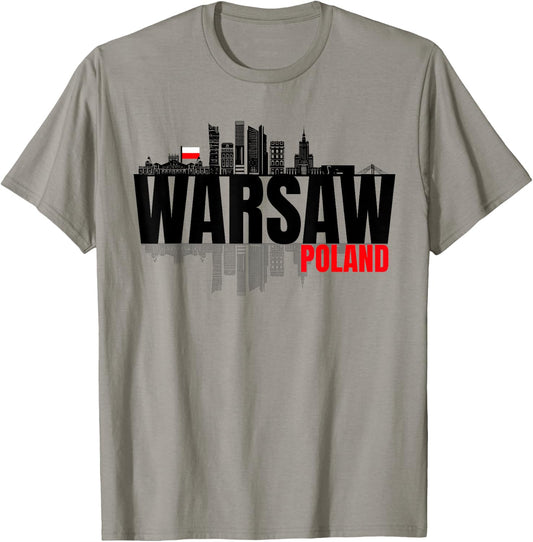 Warsaw Poland Skyline Warszawa Polska Polish Roots Fest GIft T-Shirt - T-Shirt | Sand