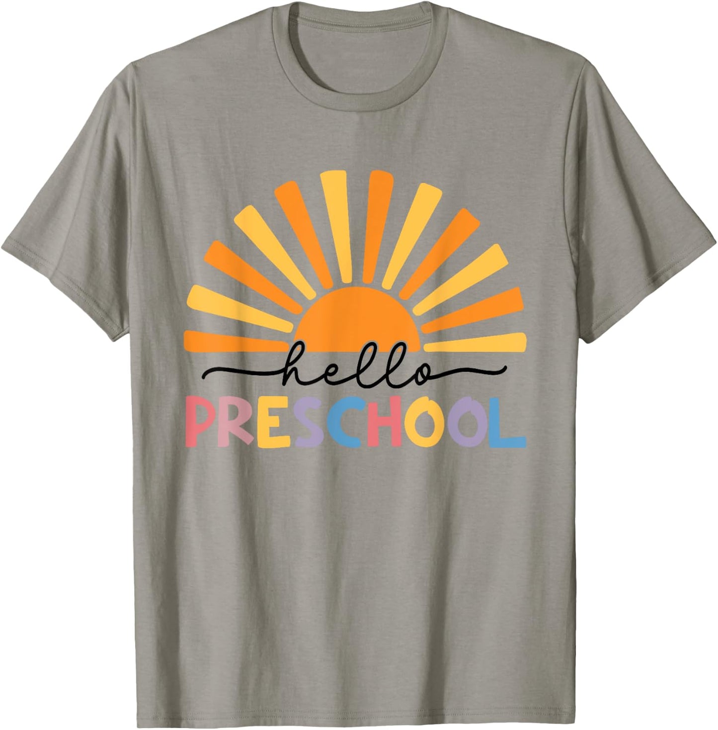 Back To School Hello Preschool For Kids Teacher Women T-Shirt - T-Shirt | Sand