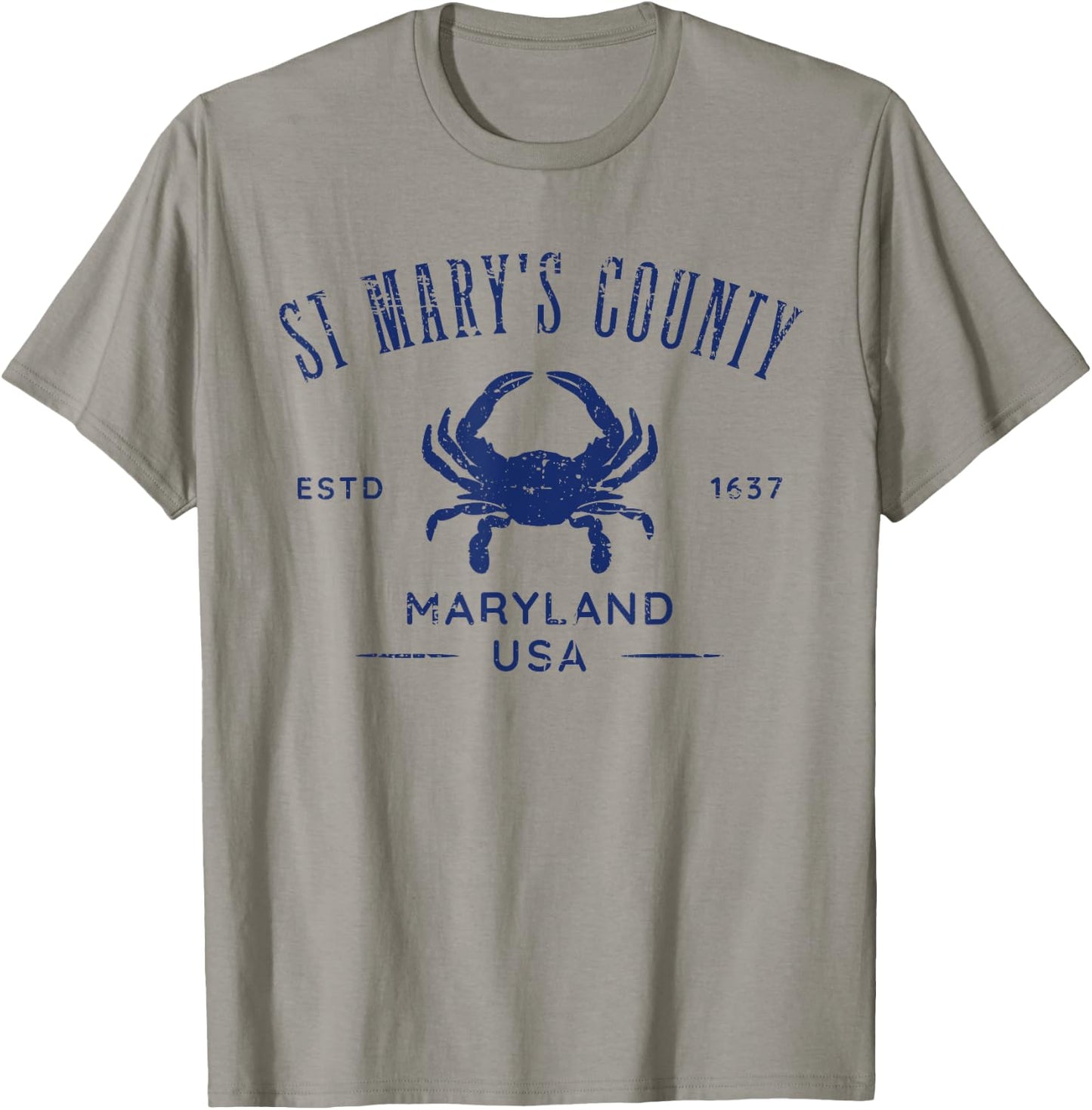 St Mary's County Maryland USA Crab Distressed Design T-Shirt - T-Shirt | Sand
