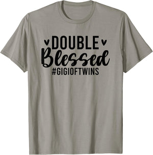 Double Blessed Gigi Of Twins Twin Gigi Grandma T-Shirt - T-Shirt | Sand