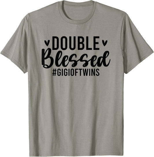 Double Blessed Gigi Of Twins Twin Gigi Grandma T-Shirt - T-Shirt | Sand