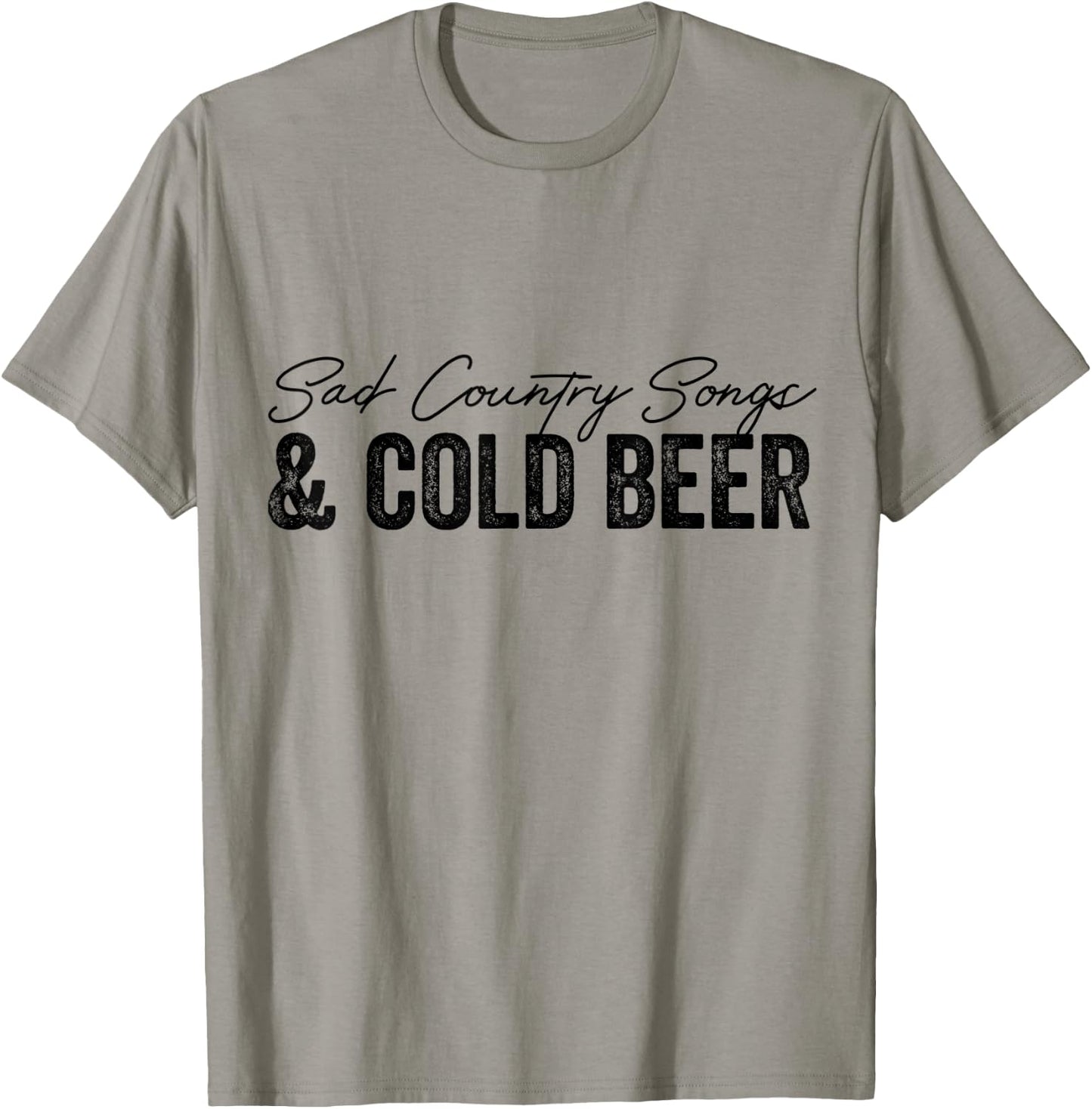 Sad Country Songs and Cold Beer Vintage Funny Music Lovers T-Shirt - T-Shirt | Sand