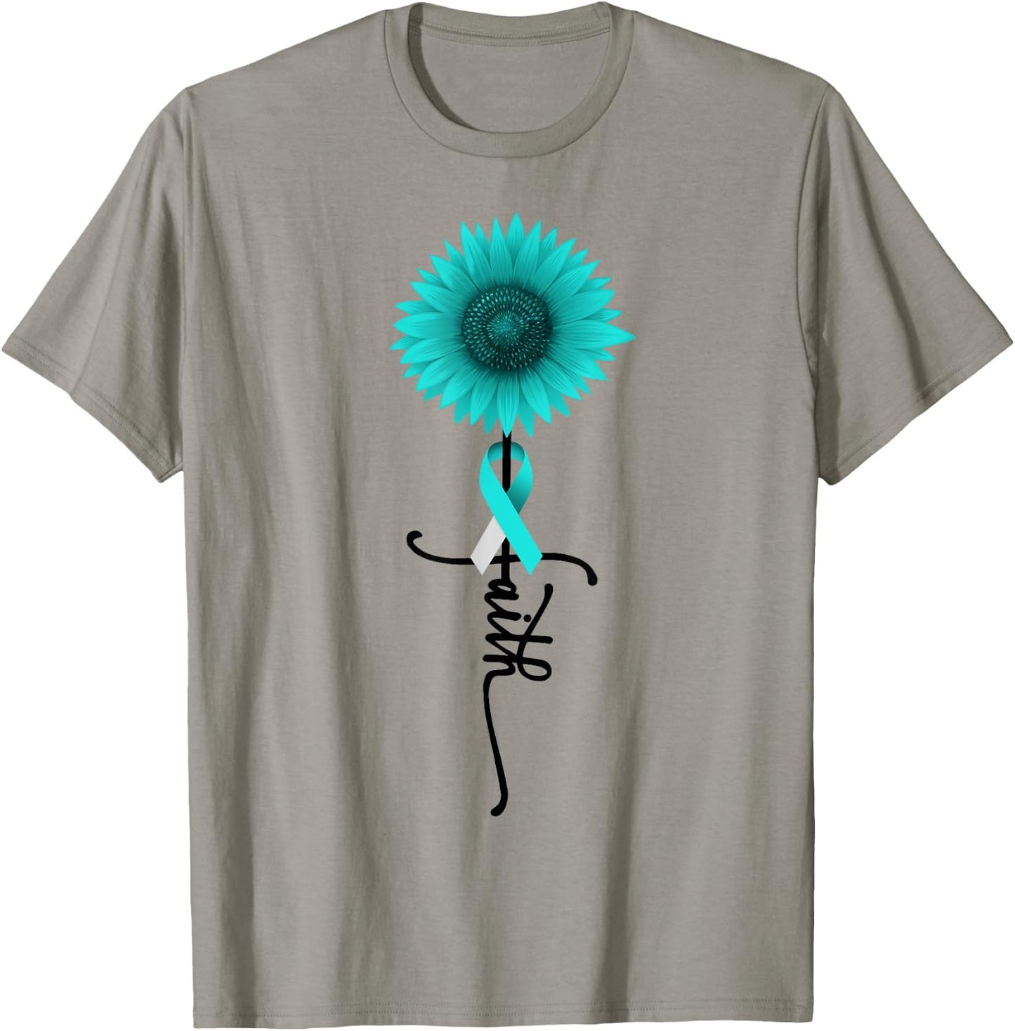 Cervical Cancer Sunflower Faith Cervical Cancer Awareness T-Shirt - T-Shirt | Sand
