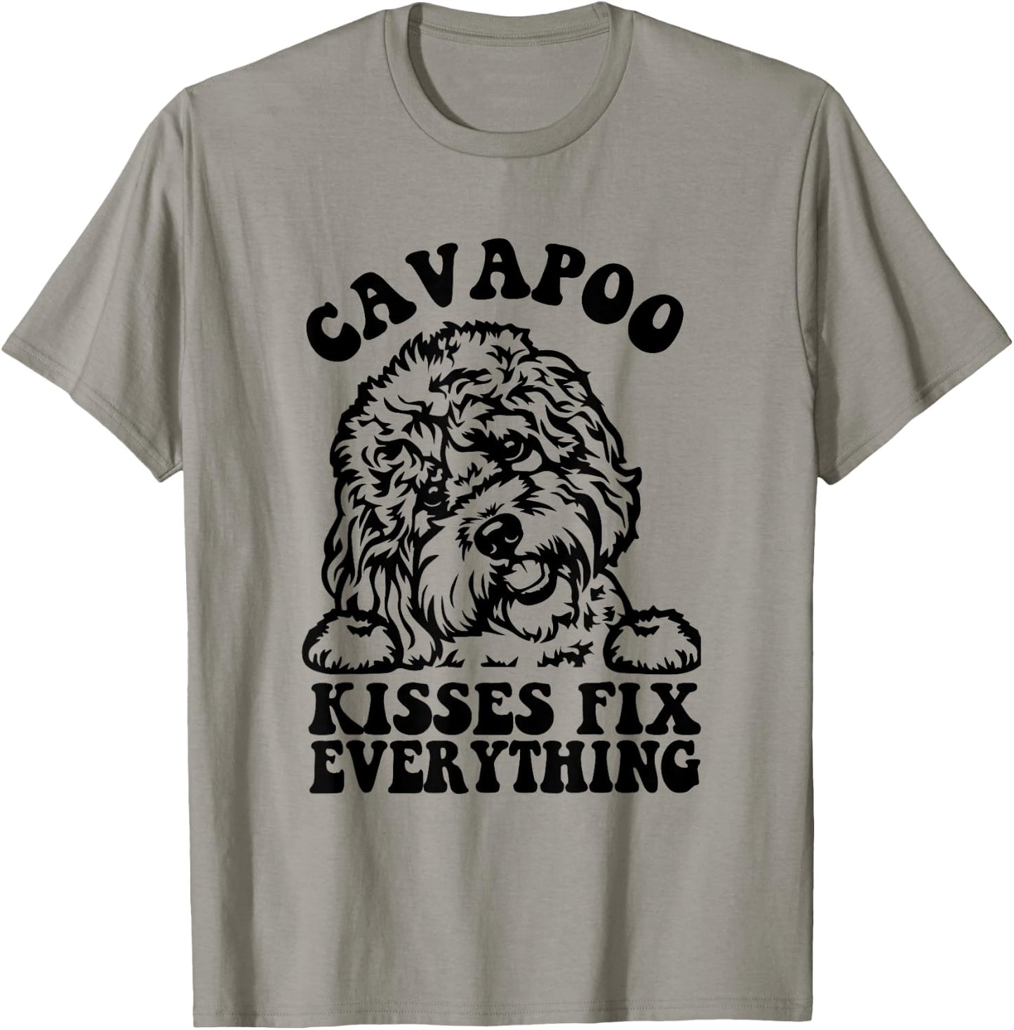Cavapoo Kisses Fix Everything - Cavapoo Dog Mom Mother's Day Women Girls Kids T-Shirt - T-Shirt | Sand