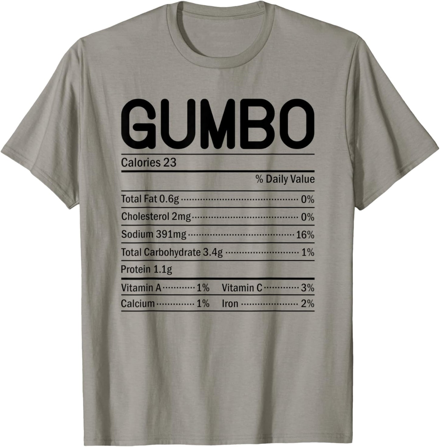 Thanksgiving Christmas Food Facts Gumbo Nutrition T-Shirt - T-Shirt | Sand
