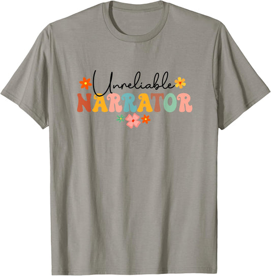 Unreliable Narrator Funny Reader Librarian Book Lover Groovy T-Shirt - T-Shirt | Sand