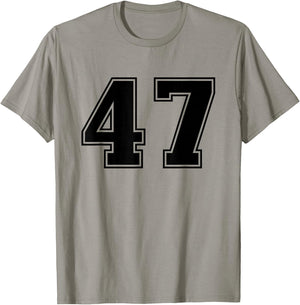 Number #47 Black Sport Number T-Shirt - T-Shirt | Sand