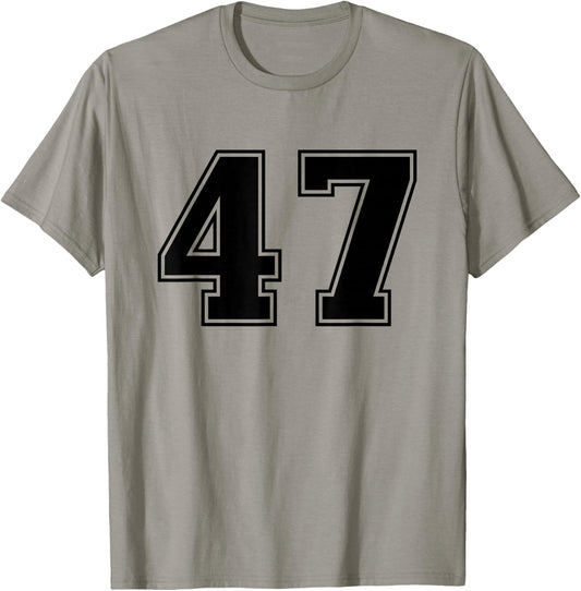 Number #47 Black Sport Number T-Shirt - T-Shirt | Sand