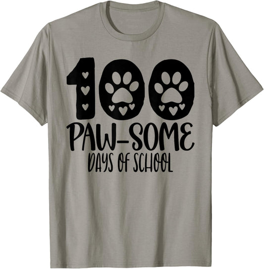 100 Pawsome Days Of School Dog Lover Men Women Girls Kids T-Shirt - T-Shirt | Sand