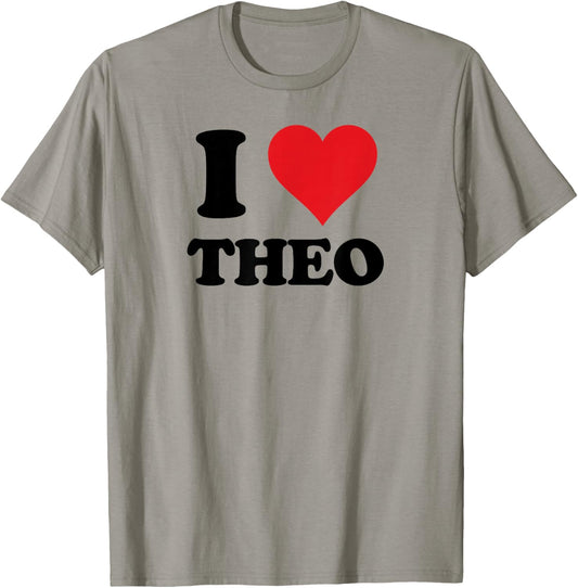 I Heart Theo First Name I Love Personalized Stuff T-Shirt - T-Shirt | Sand