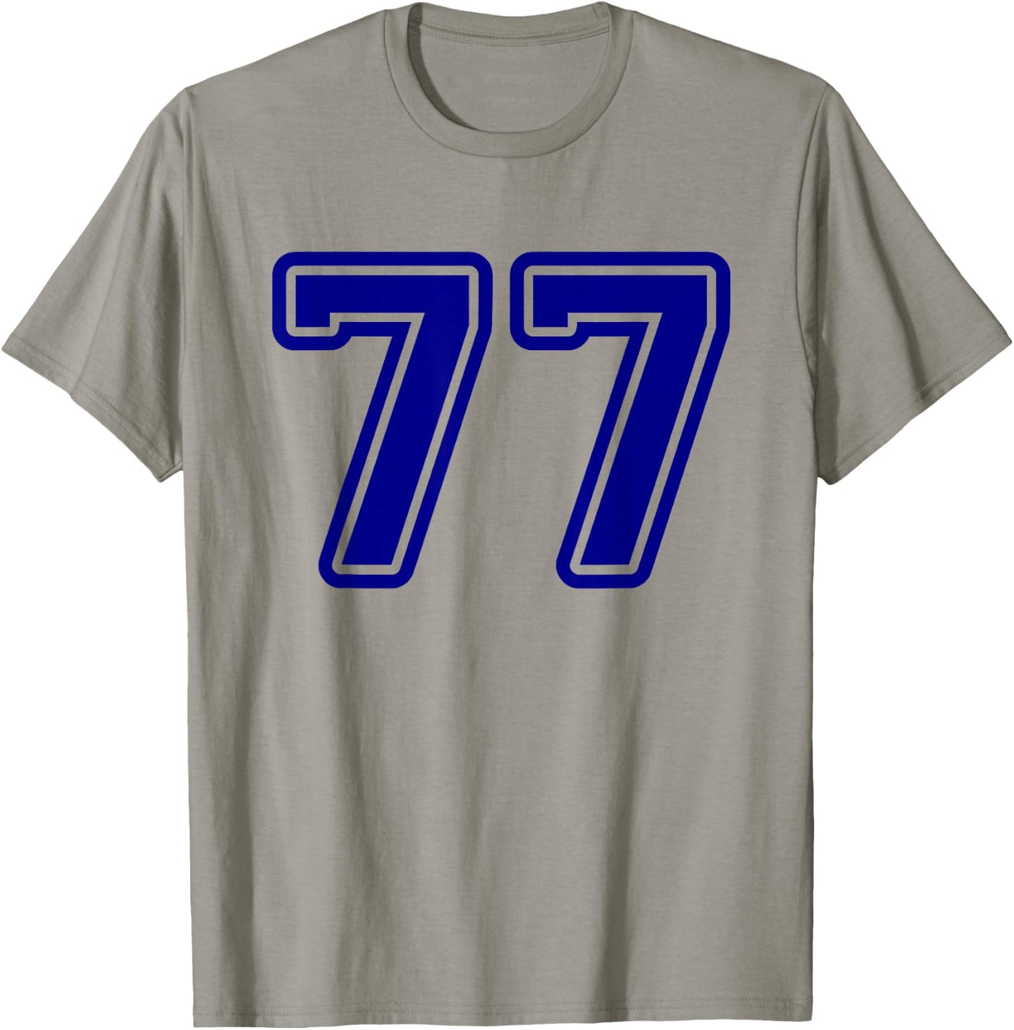 Number #77 Blue Sports Team Varsity Number 77 T-Shirt - T-Shirt | Sand