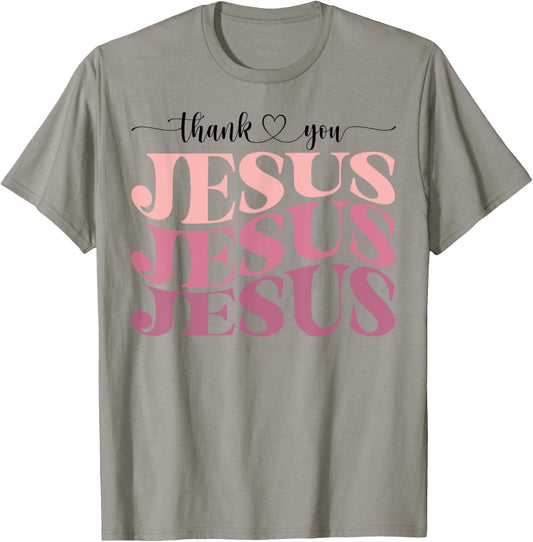 Trendy Christian Thank you Jesus T-Shirt - T-Shirt | Sand