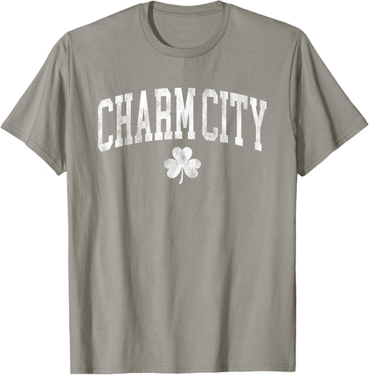 Charm City Baltimore Maryland St Patricks Day Clover green T-Shirt - T-Shirt | Sand