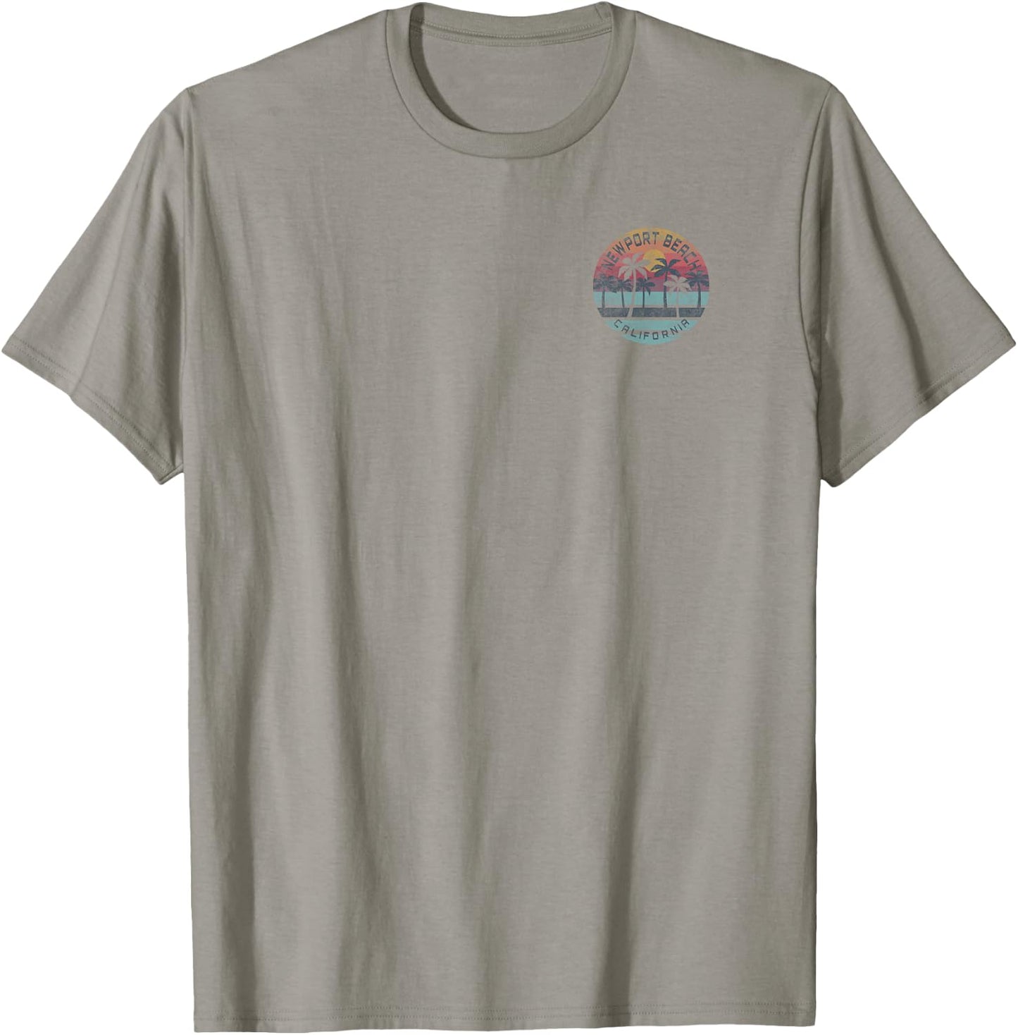 Newport Beach, California Palm Tree Graphic T-Shirt - T-Shirt | Sand