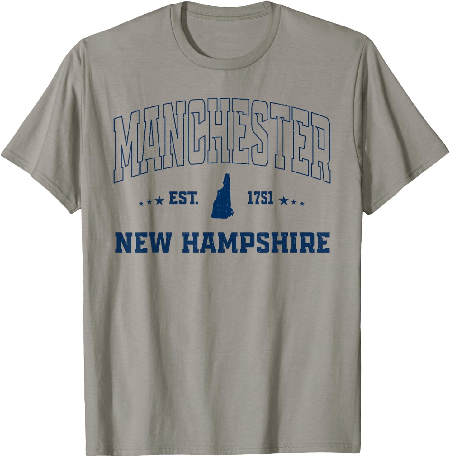 Vintage Manchester New Hampshire NH Navy Sports Athletic T-Shirt - T-Shirt | Sand