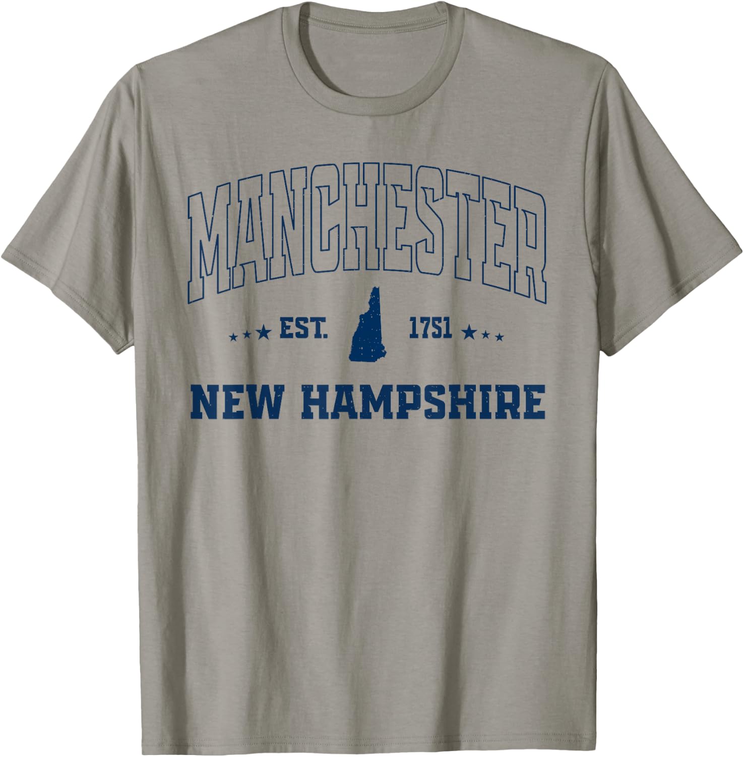 Vintage Manchester New Hampshire NH Navy Sports Athletic T-Shirt - T-Shirt | Sand