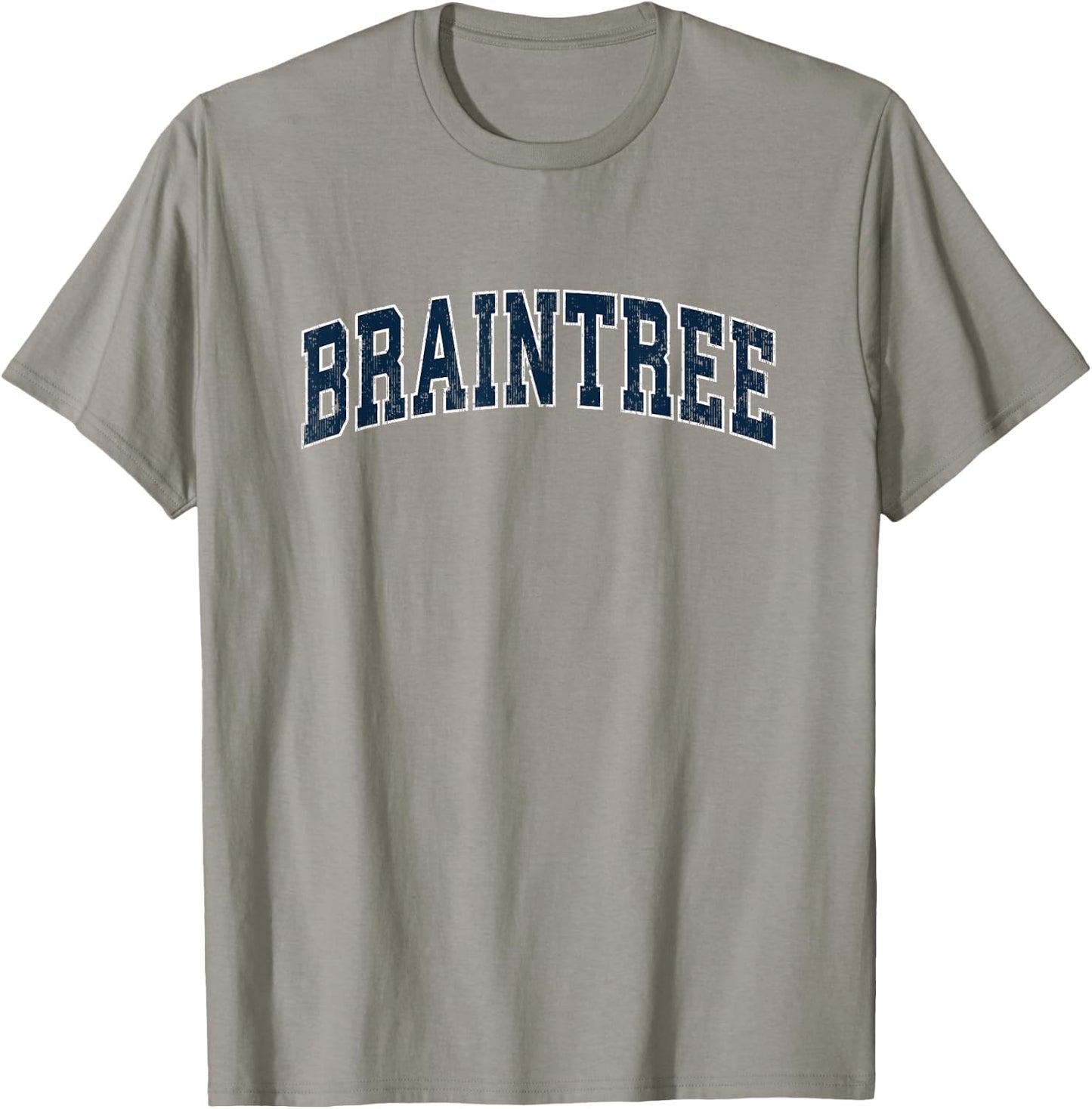 Braintree Massachusetts MA Vintage Sports Design Navy Design T-Shirt - T-Shirt | Sand