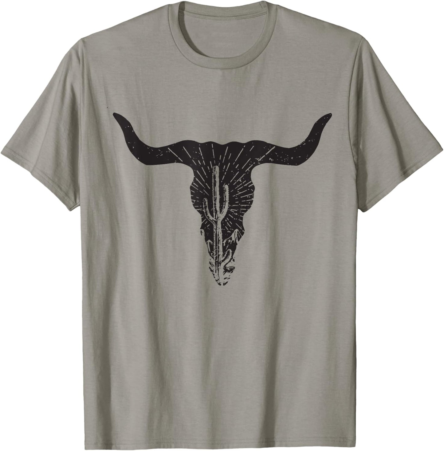 Cow Skull Desert Cactus Boho Longhorn South Western Country T-Shirt - T-Shirt | Sand
