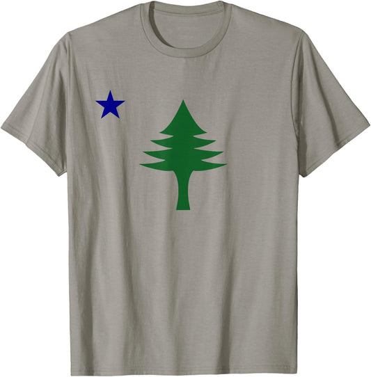 Old Maine State Original Flag 1901 Pine Tree T-Shirt - T-Shirt | Sand
