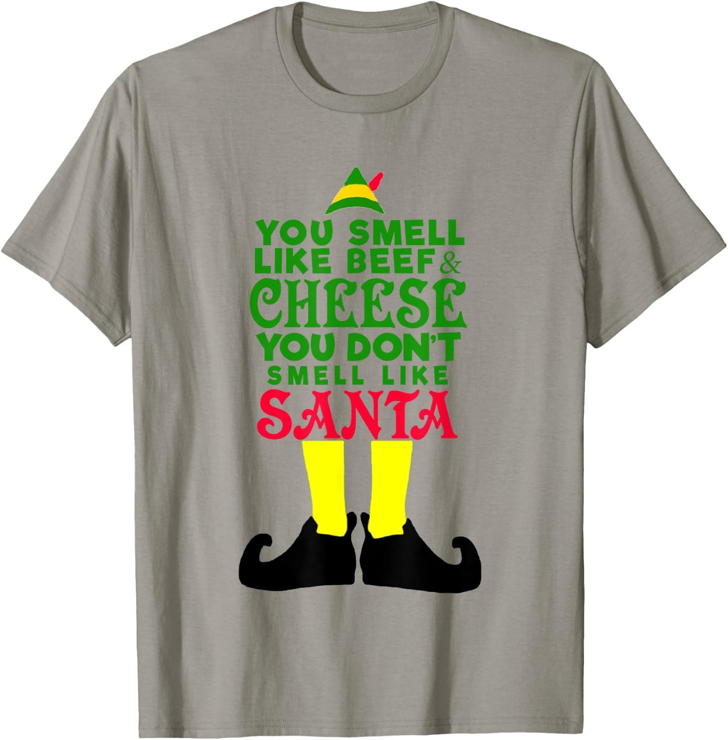 You Smell Like Beef Cheese Santa Elf-Funny T-Shirt - T-Shirt | Sand