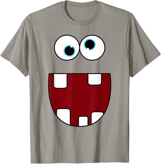 Funny Silly Monster Face Smiling Easy Halloween Costume T-Shirt - T-Shirt | Sand