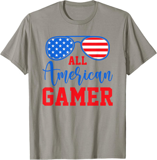 All American Gamer Patriot Men Boys Kids Teen Youth T-Shirt - T-Shirt | Sand