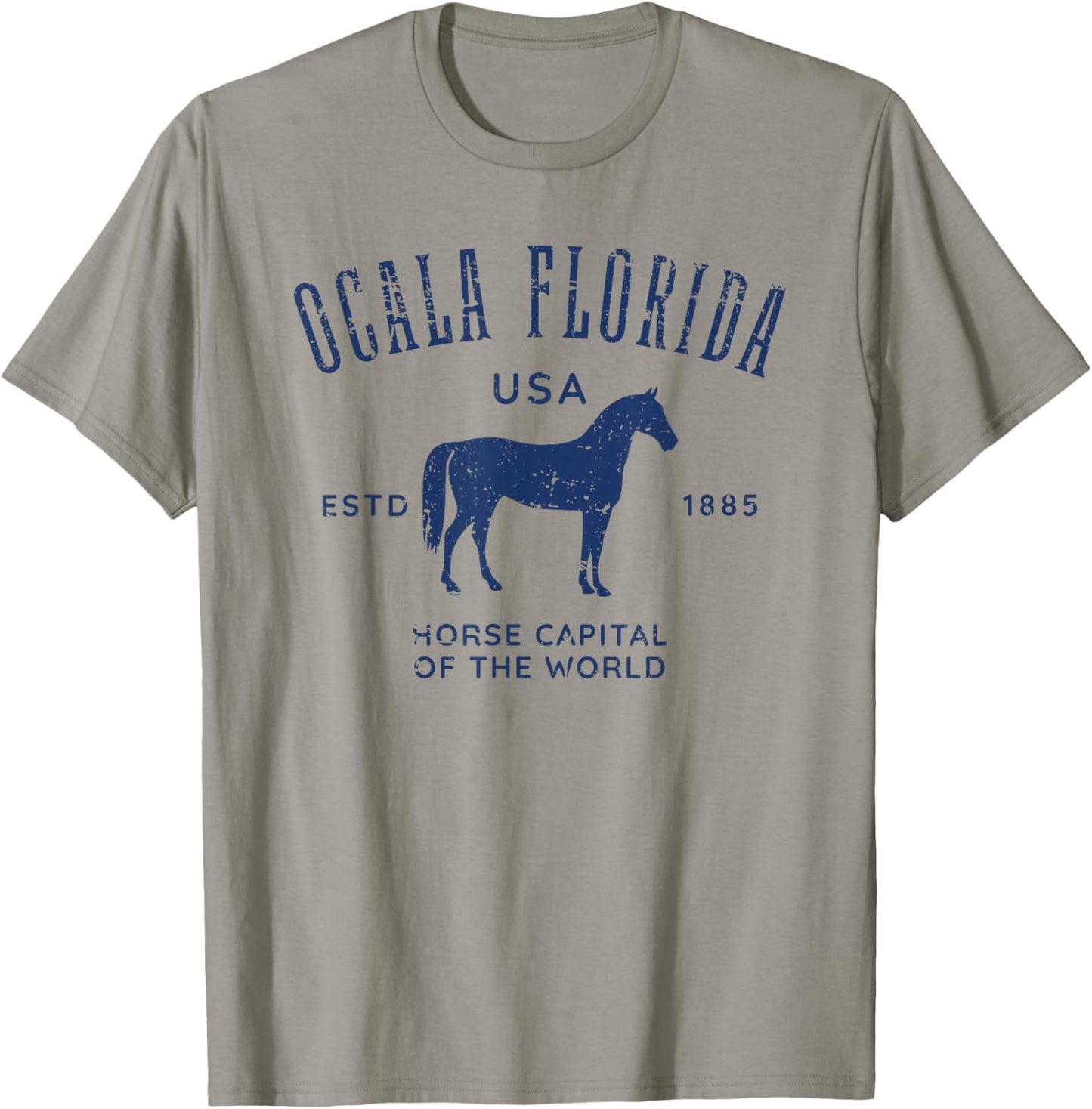 Ocala Florida USA Horse Capital Distressed Equestrian Design T-Shirt - T-Shirt | Sand
