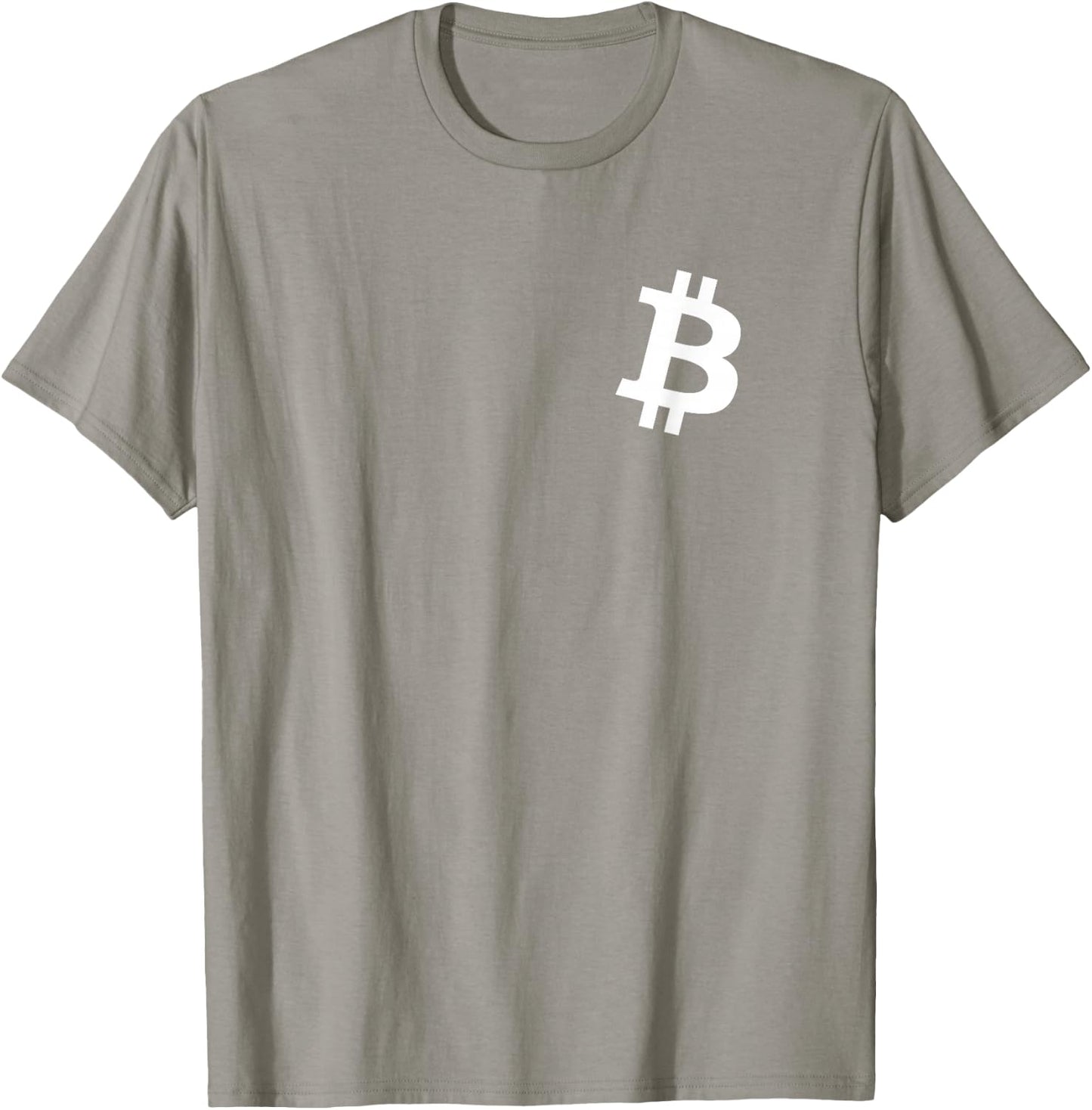 Orange Bitcoin Symbol Small Breast Pocket White Text BTC T-Shirt - T-Shirt | Sand