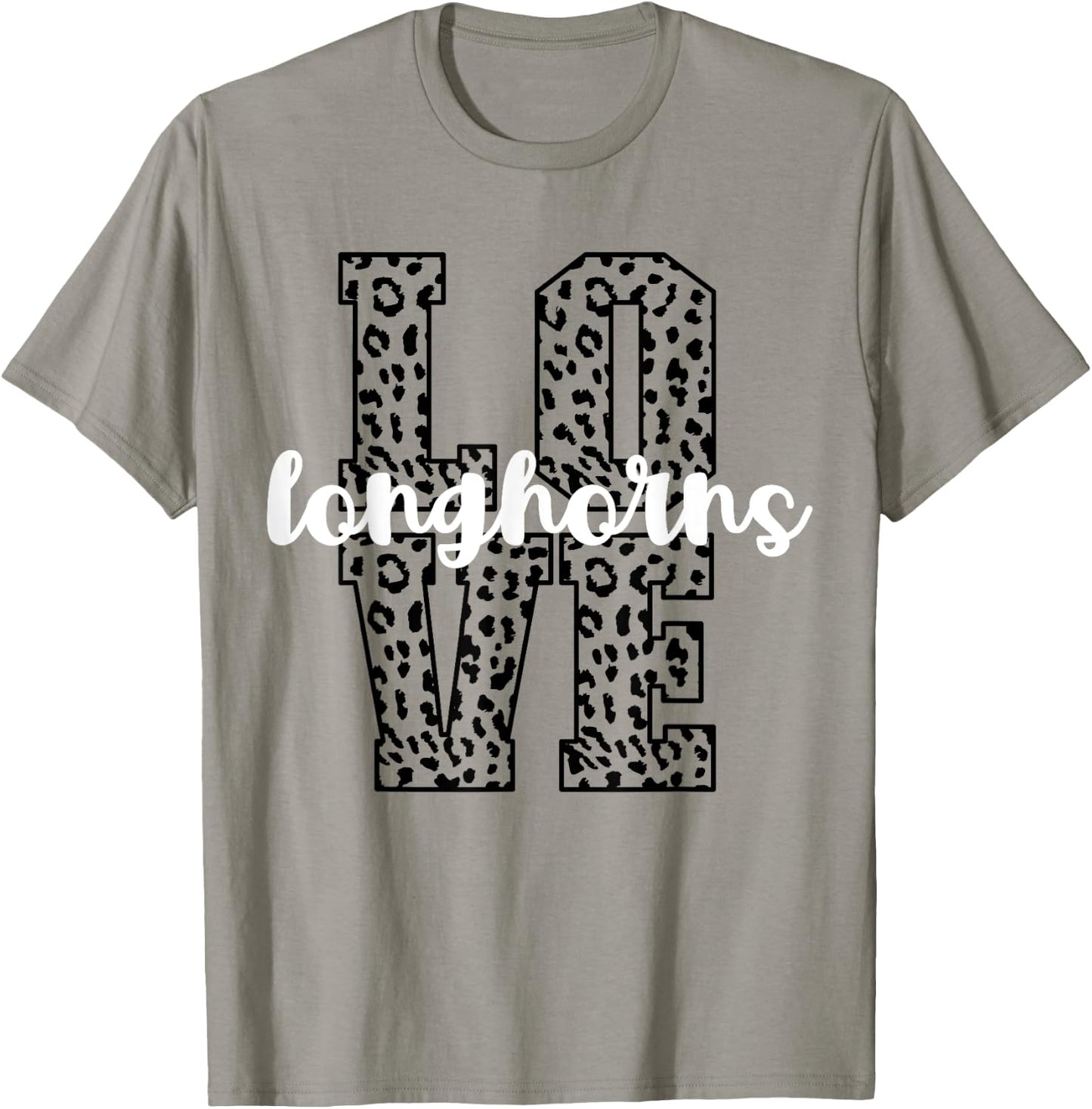 Longhorns Love Team Mascot School Spirit Game Night Leopard T-Shirt - T-Shirt | Sand