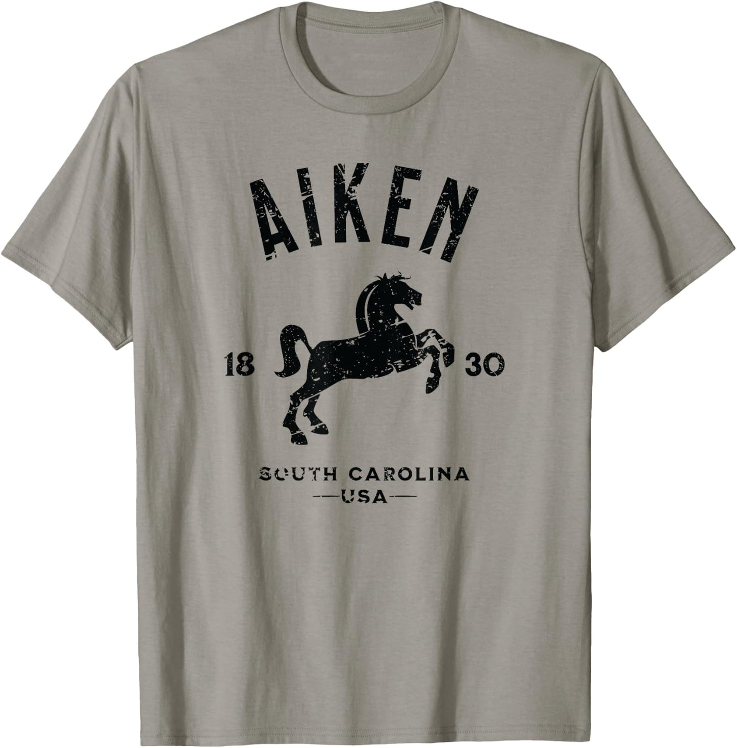Aiken South Carolina USA Equestrian Horse Distressed Design T-Shirt - T-Shirt | Sand