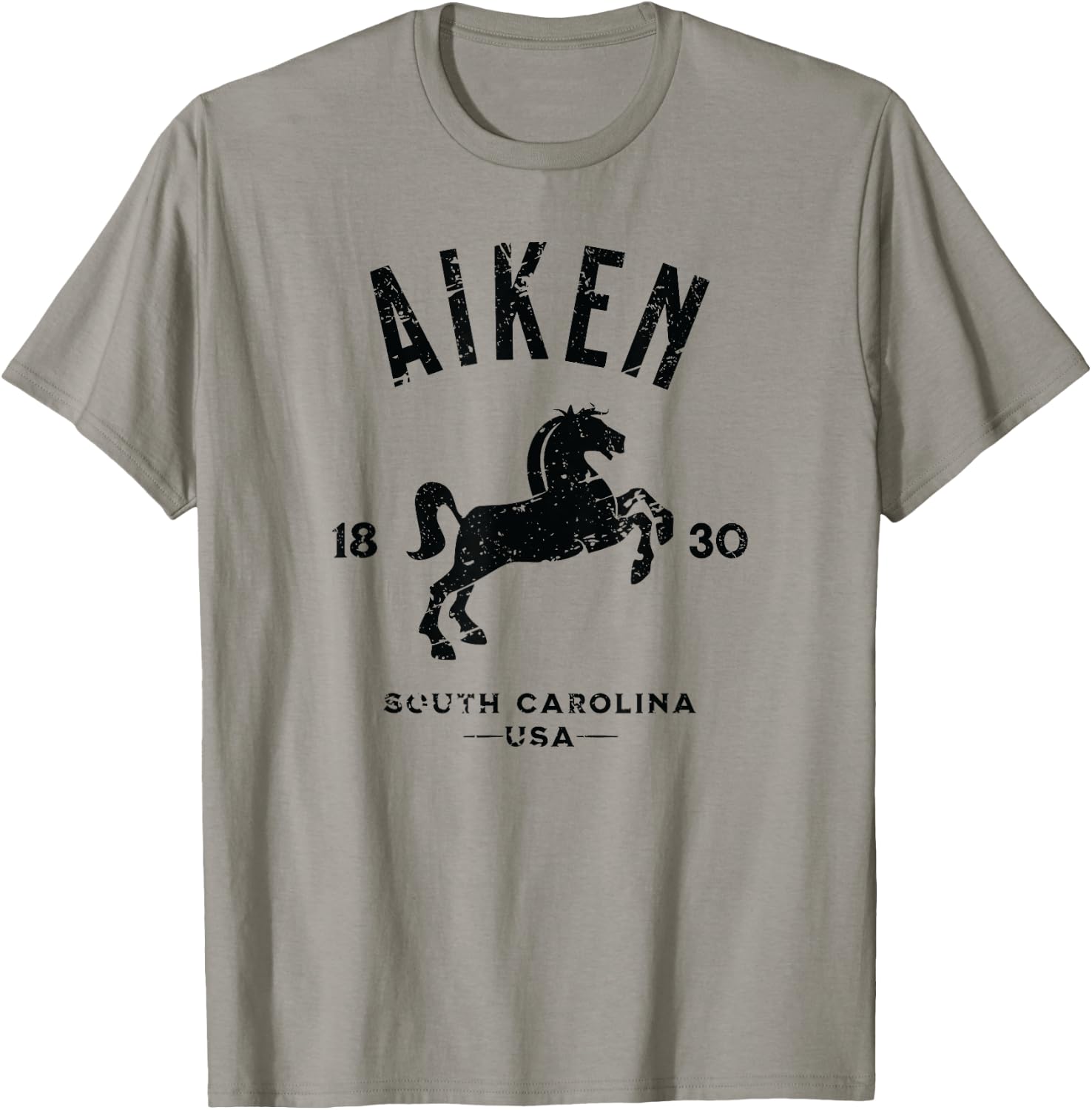 Aiken South Carolina USA Equestrian Horse Distressed Design T-Shirt - T-Shirt | Sand
